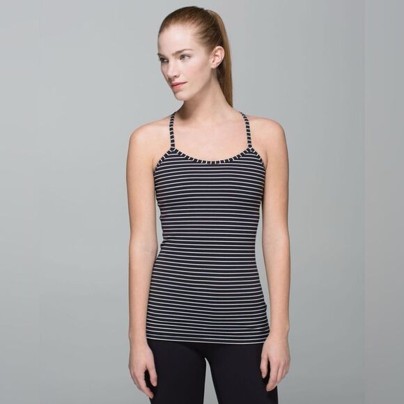 Lululemon Power Y Tank *Luon Parallel Stripe Black White size 8 - Picture 1 of 8